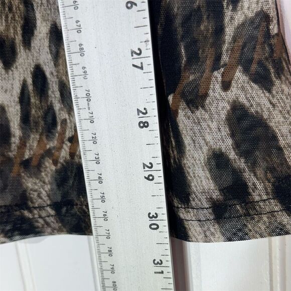 Damee Inc Leopard Sheer Top L Wire Ruffle Collar Mesh Sleeveless Y2K Boho - Picture 7 of 8